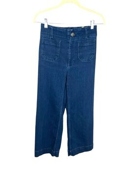 Maeve dark blue wide leg crop patch pocket denim jeans size 26